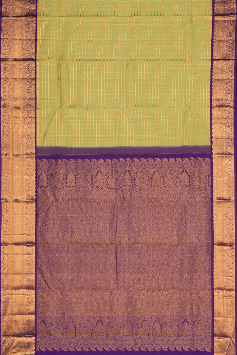 Image of Kanchipattu Kattam Mint Green Saree